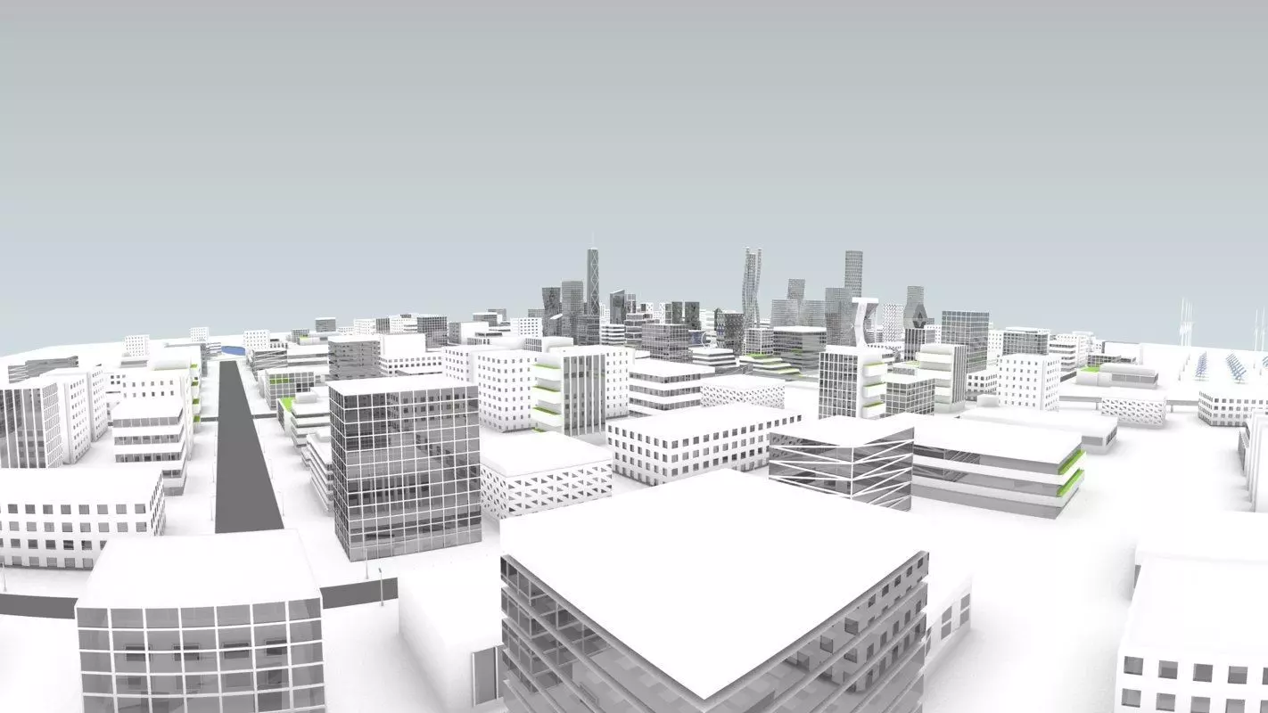 Future city Low-poly 3D model_0