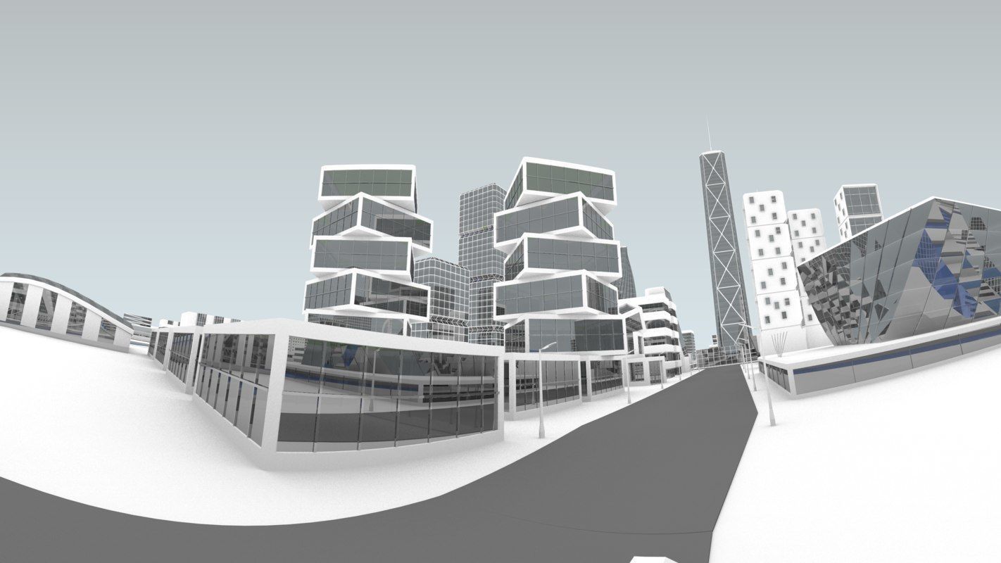 Future city Low-poly 3D model_3