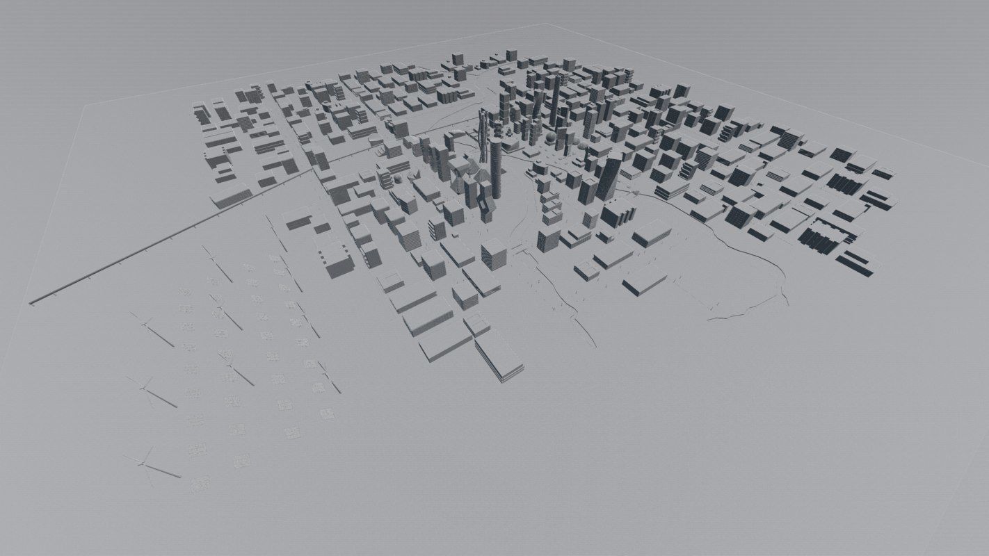Future city Low-poly 3D model_10