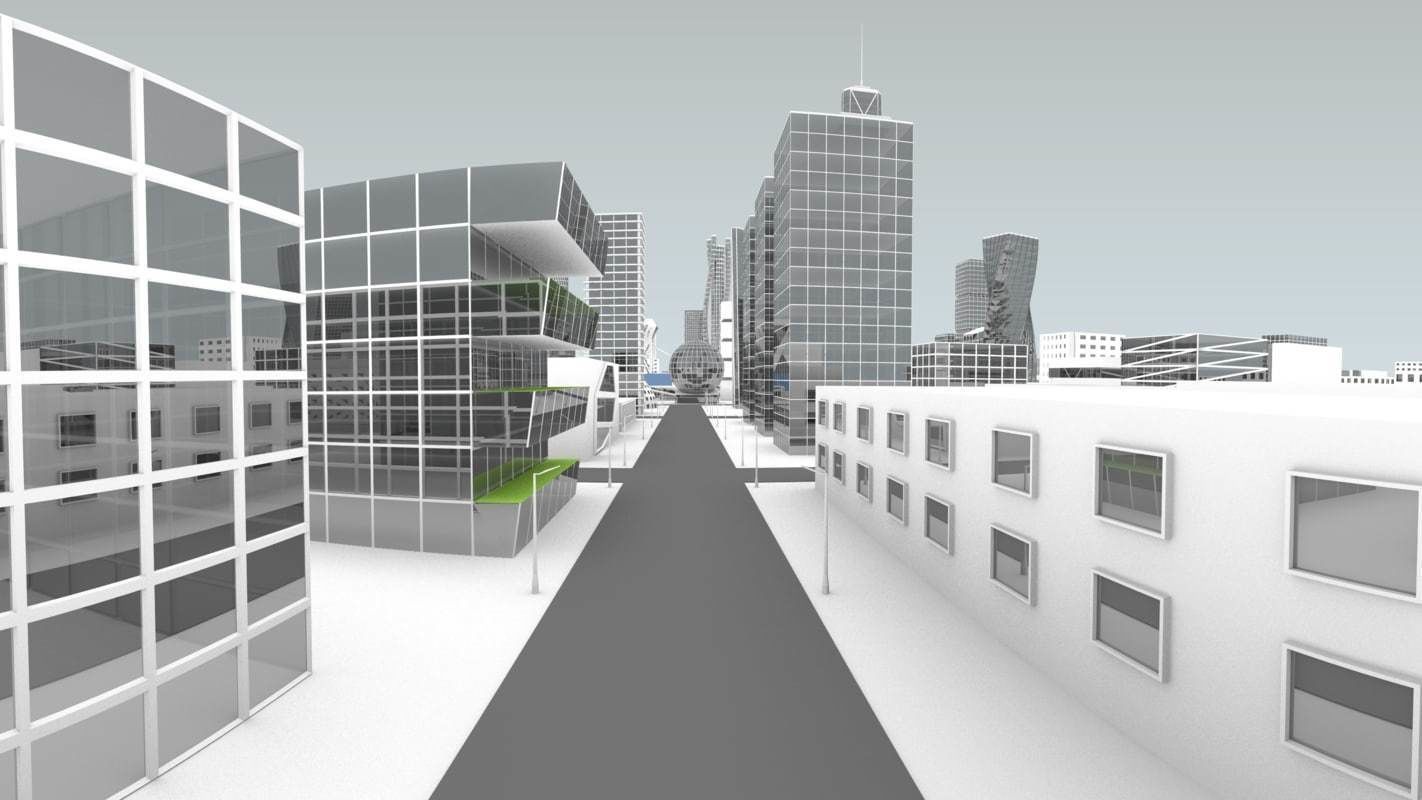 Future city Low-poly 3D model_2