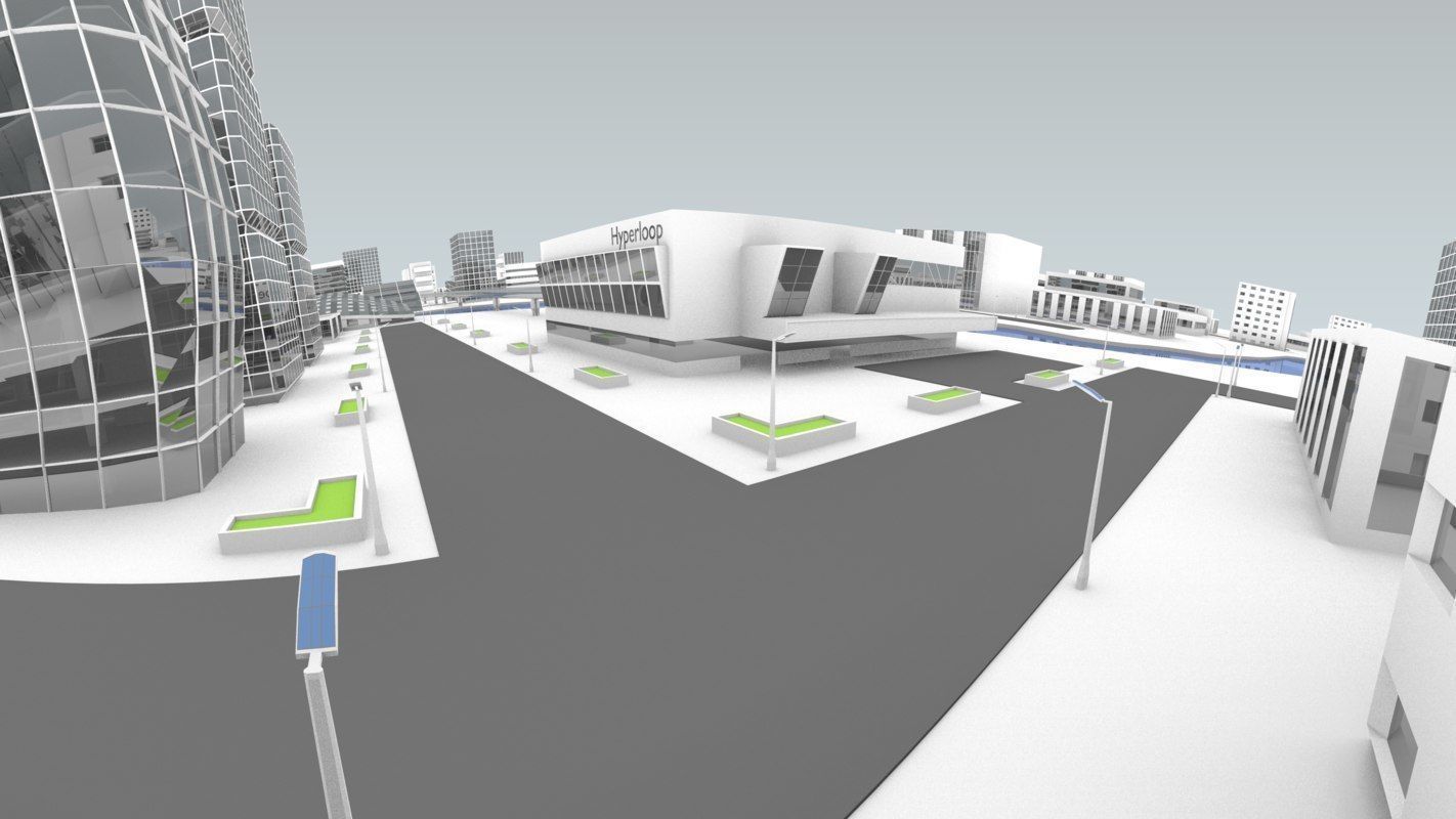 Future city Low-poly 3D model_7