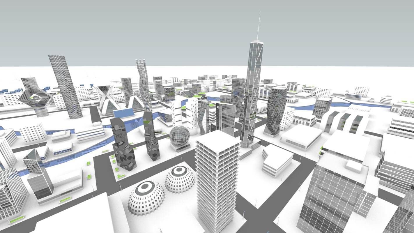 Future city Low-poly 3D model_4