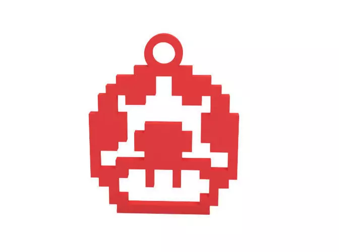 Keychain super mario bros pixel charm 3D print model_0