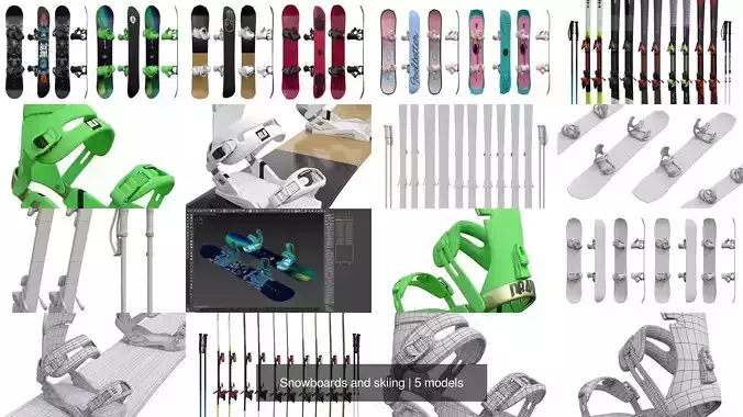 Snowboards and skiing