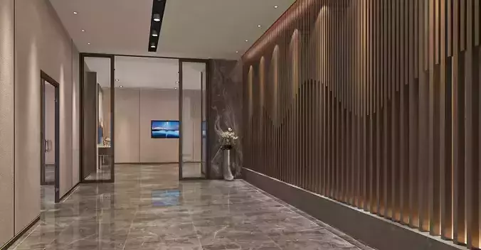 Luxury Hotel Corridor or Hallway 3D model