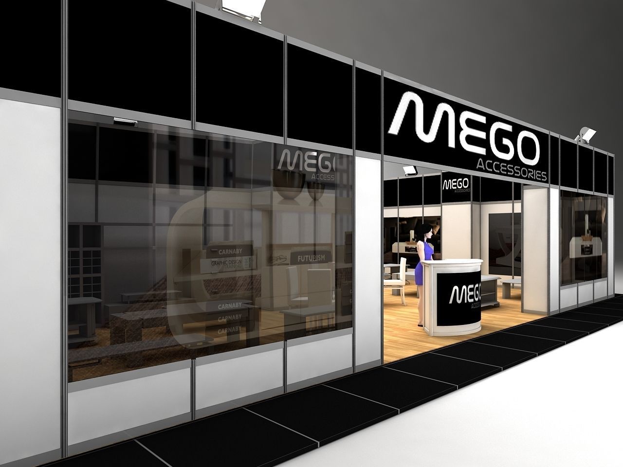 Moduler Exhibition Fair Stand 13x8 3D model_1