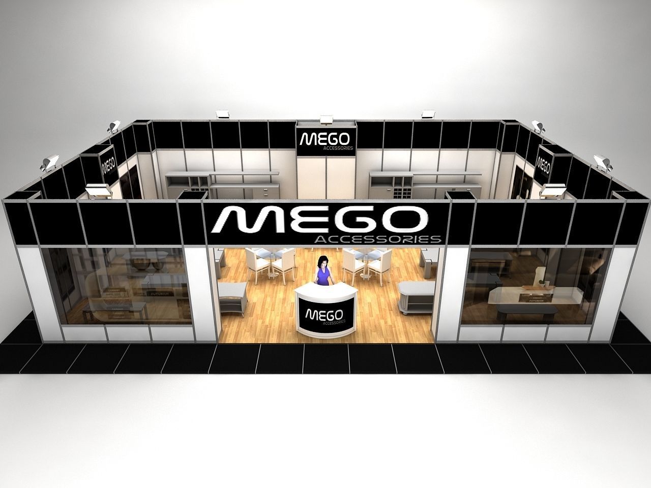 Moduler Exhibition Fair Stand 13x8 3D model_2