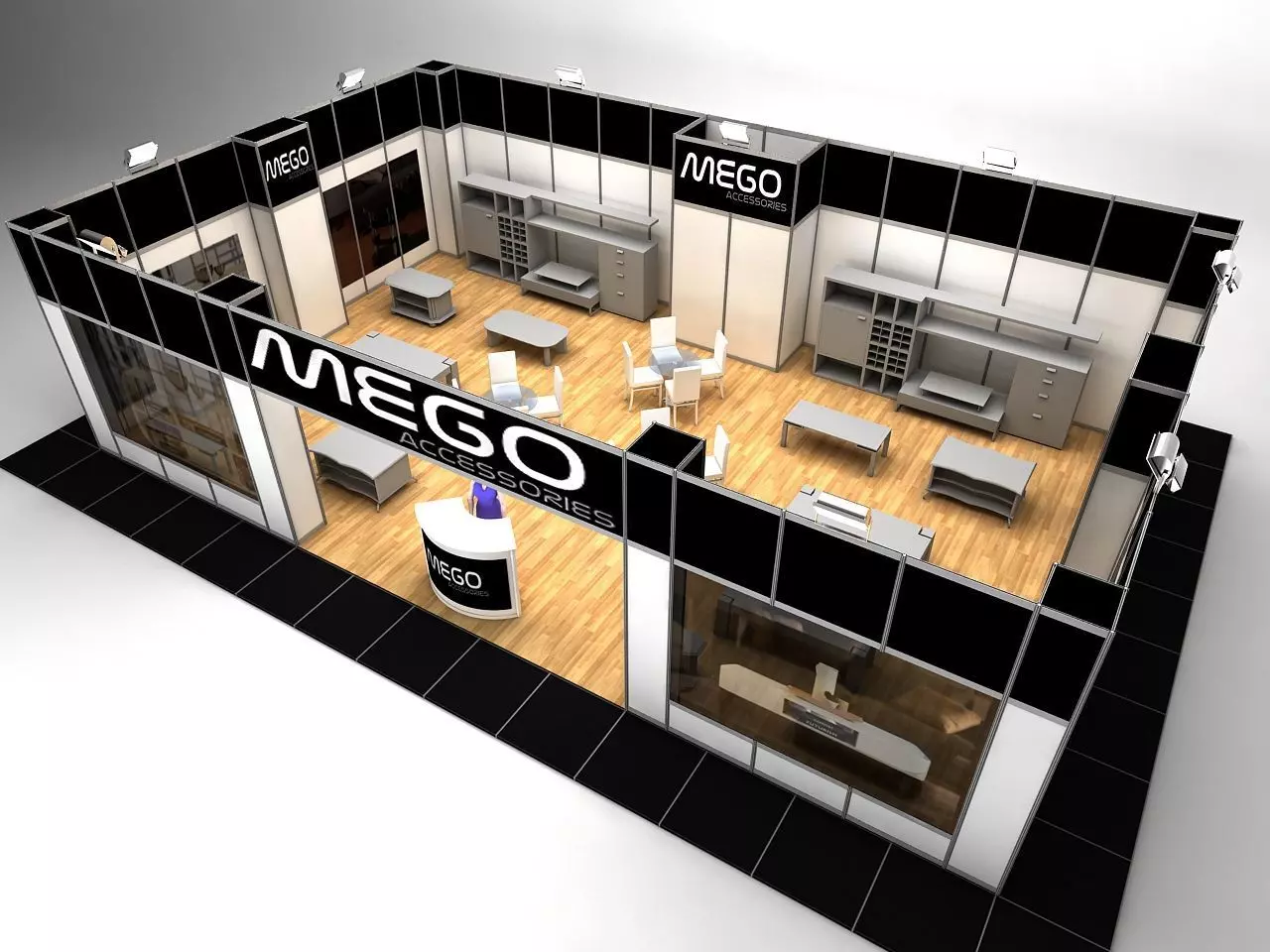 Moduler Exhibition Fair Stand 13x8 3D model_0