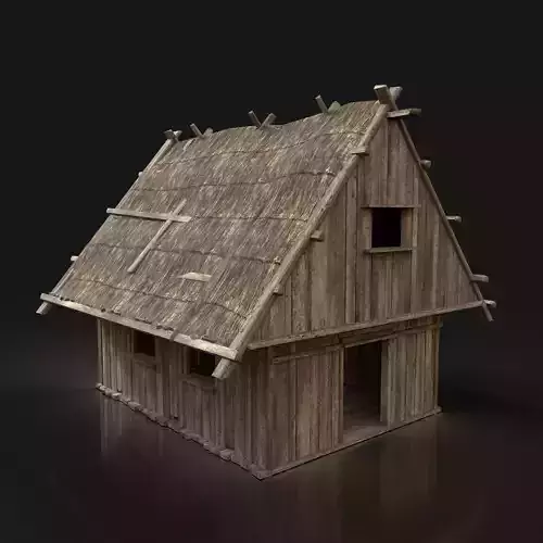 Next Gen AAA Simple Thatched Hut Cottage House Cabin Wooden Low-poly 3D model