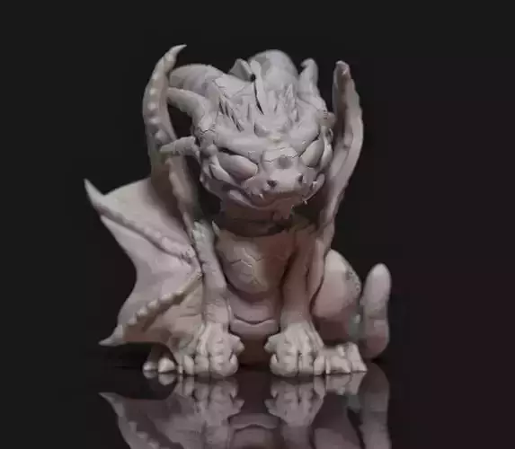 Cute Grumpy Baby Dragon Hatchling 3D print model