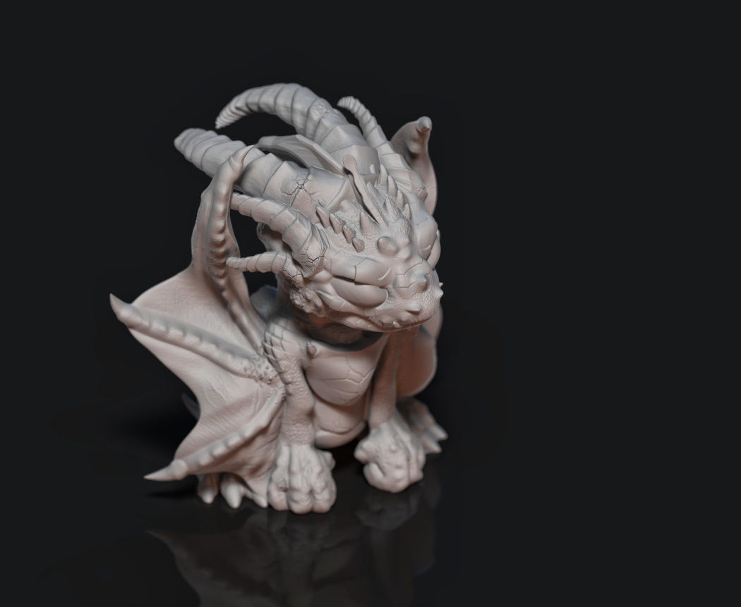 Cute Grumpy Baby Dragon Hatchling 3D print model_4