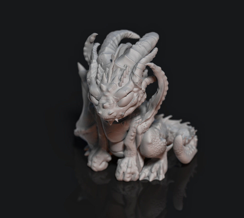 Cute Grumpy Baby Dragon Hatchling 3D print model_5