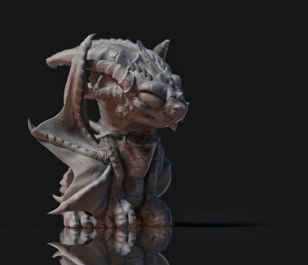 Cute Grumpy Baby Dragon Hatchling 3D print model_1