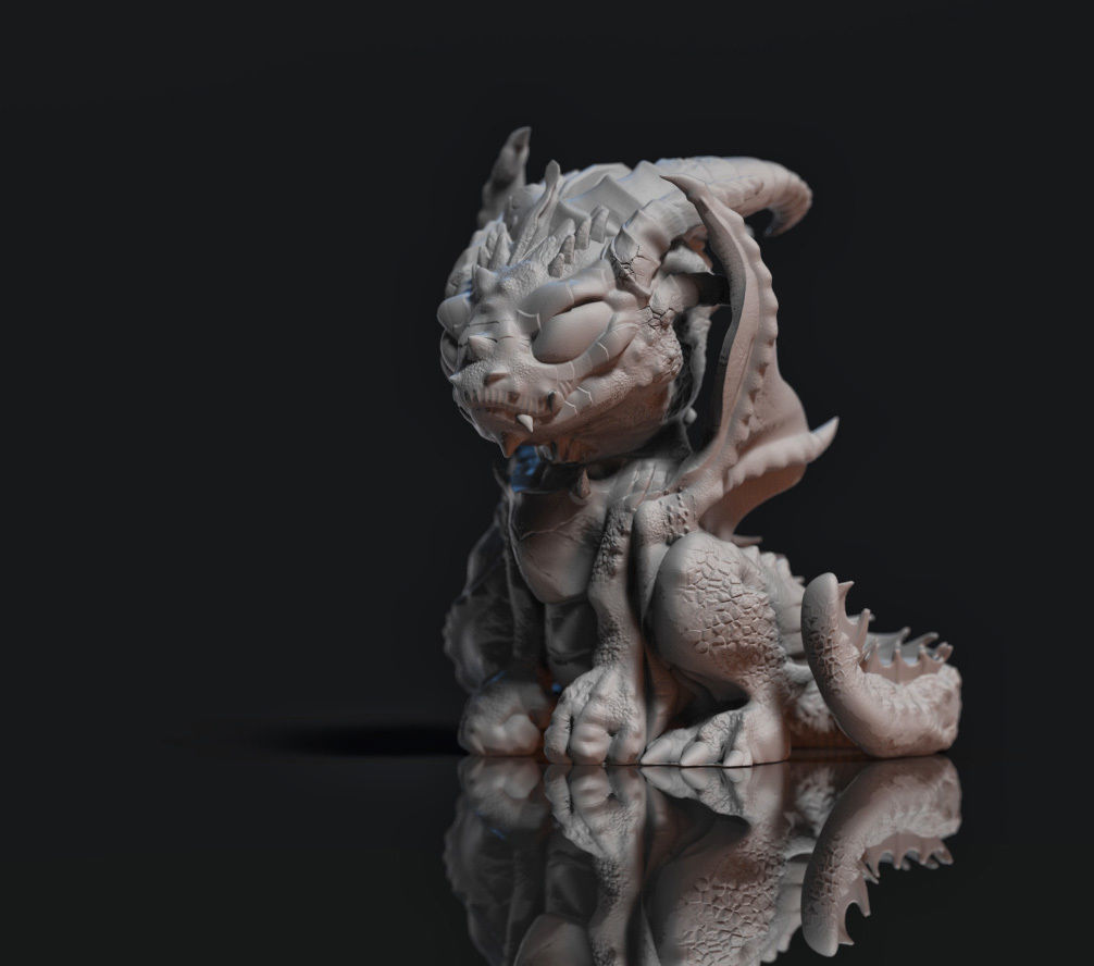 Cute Grumpy Baby Dragon Hatchling 3D print model_3