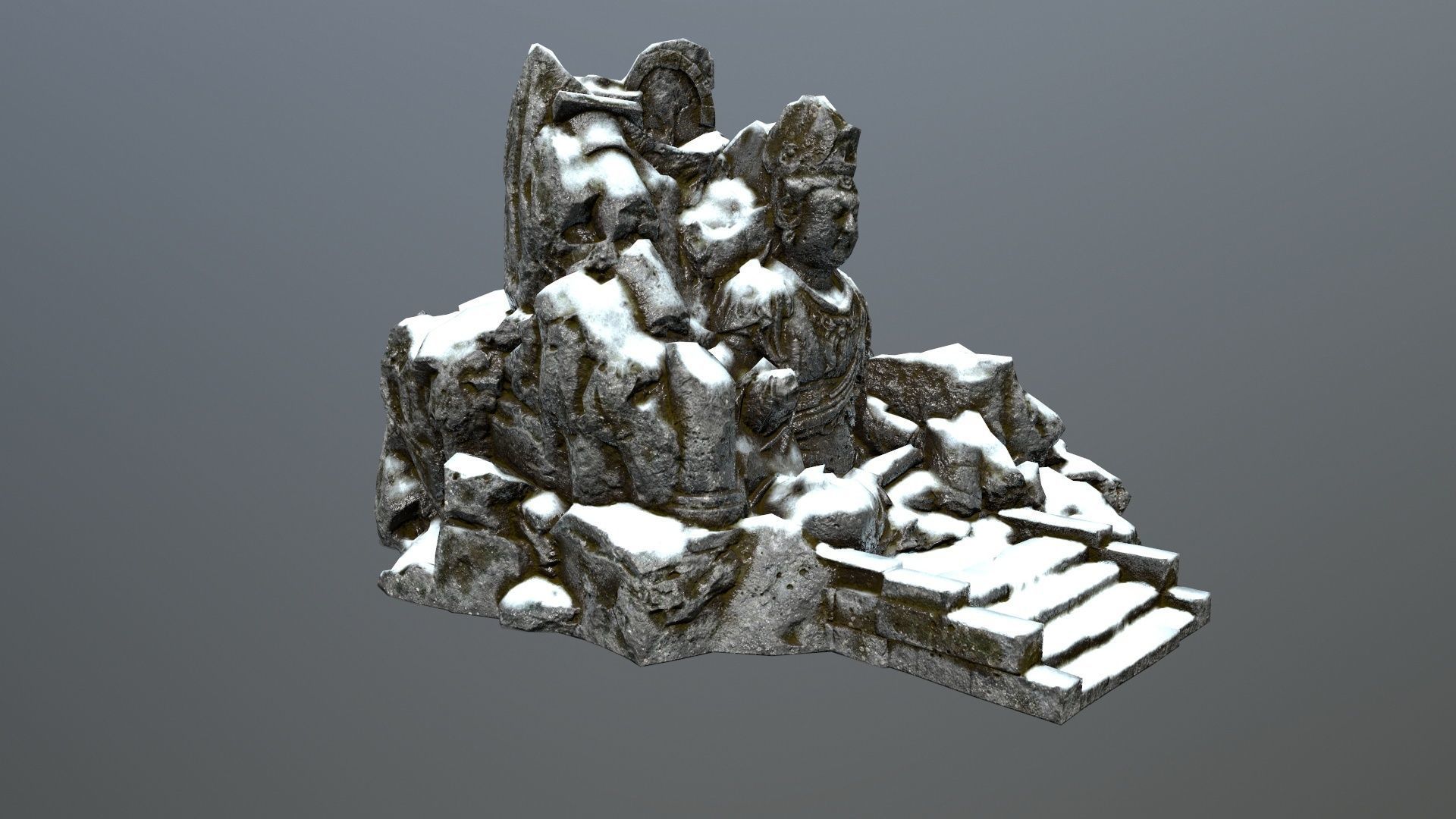 buddha rock  Low-poly 3D model_1