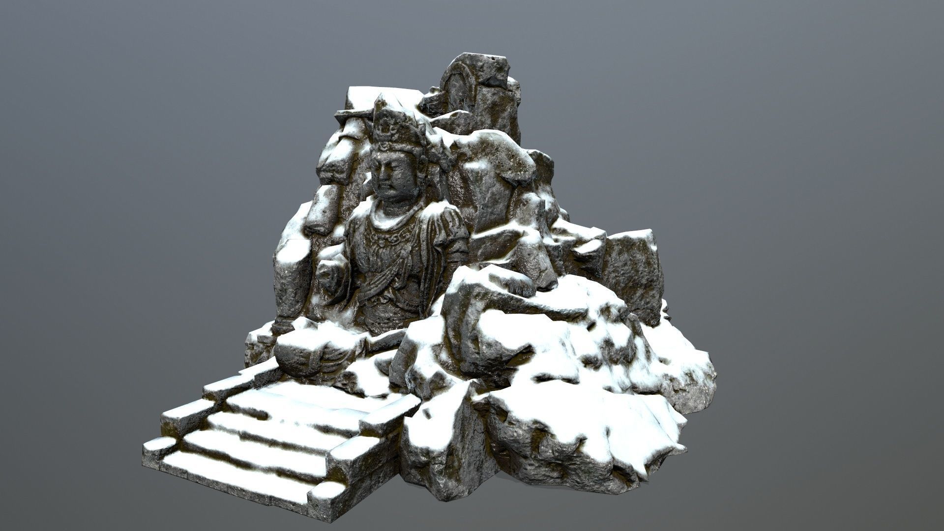 buddha rock  Low-poly 3D model_8