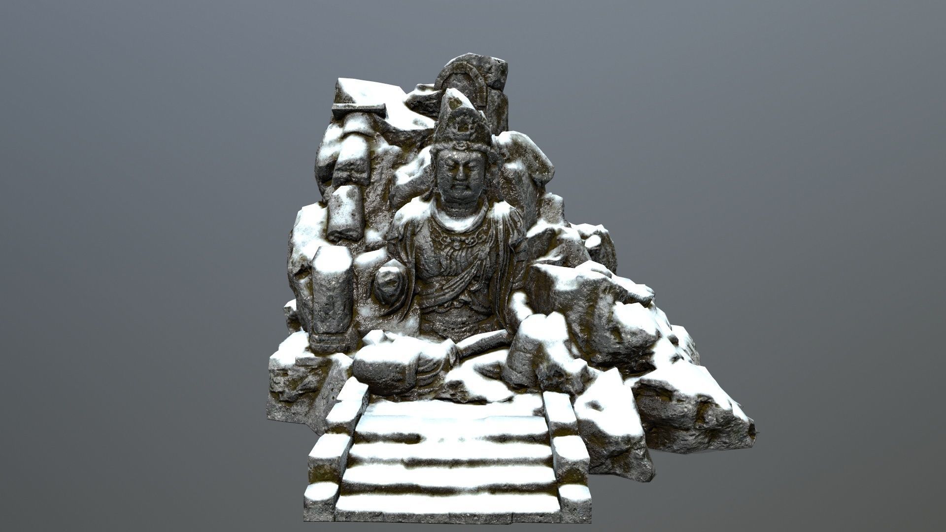 buddha rock  Low-poly 3D model_9