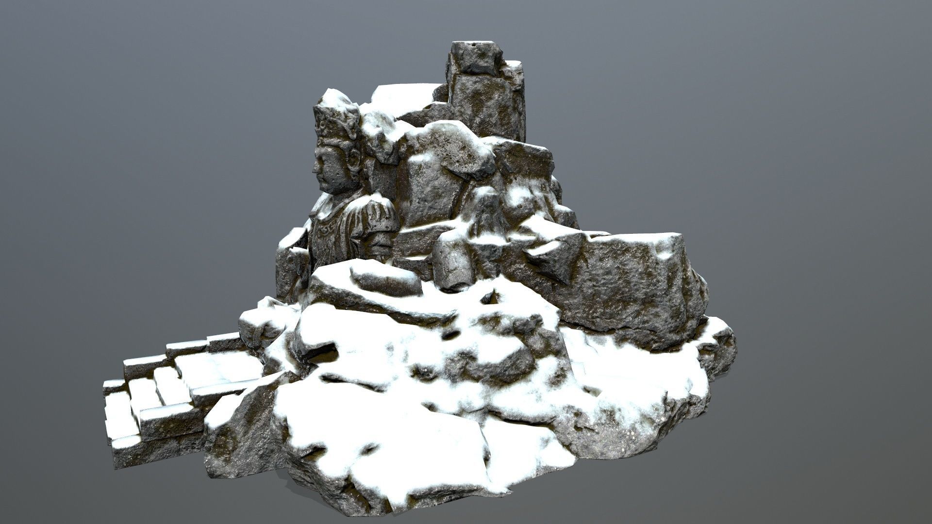 buddha rock  Low-poly 3D model_7