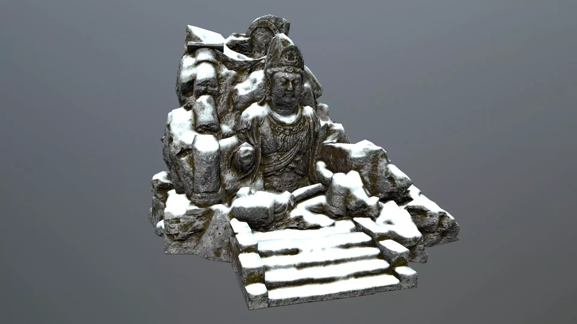 buddha rock  Low-poly 3D model_0