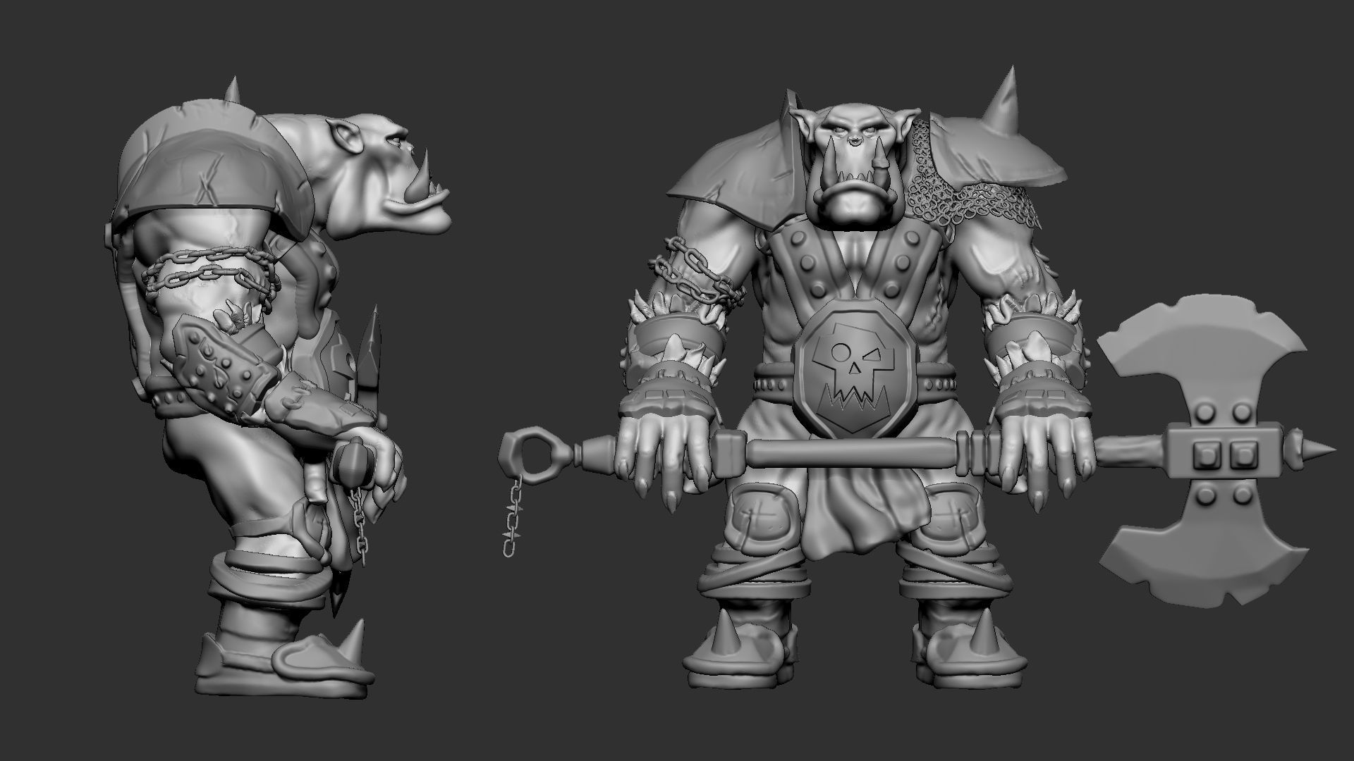 Ork Warrior 3D print model_1
