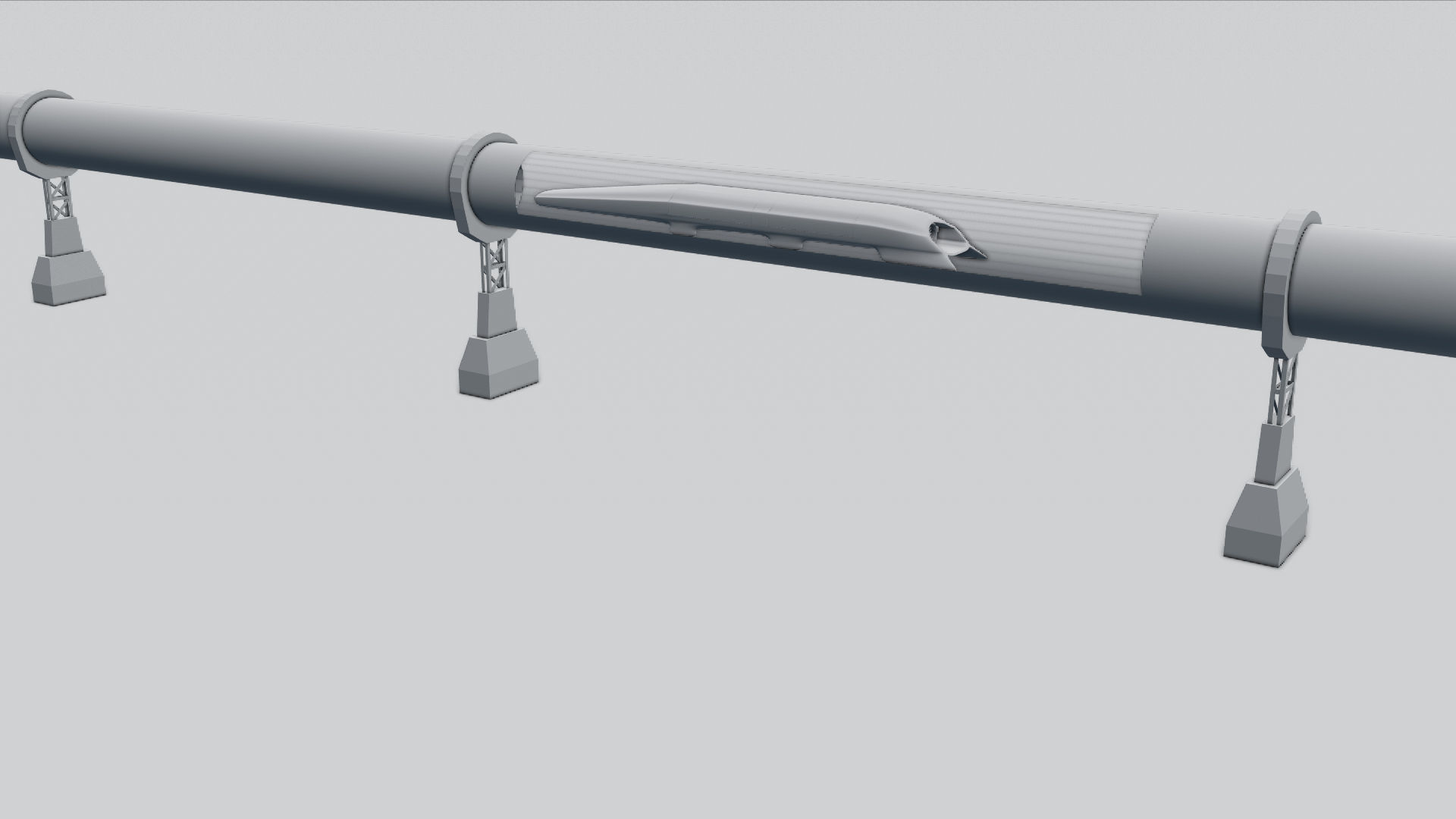Hyperloop futuristic high speed train 3D model_8