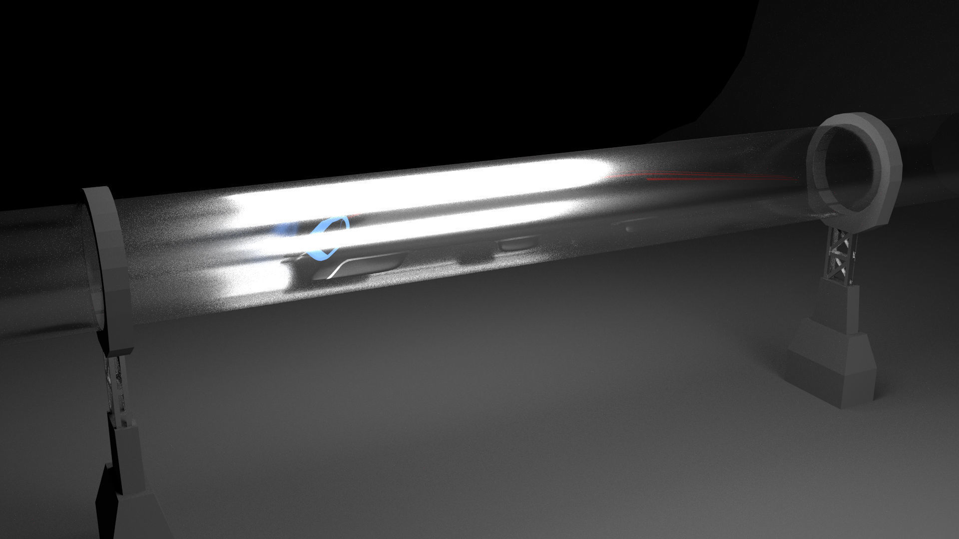 Hyperloop futuristic high speed train 3D model_5
