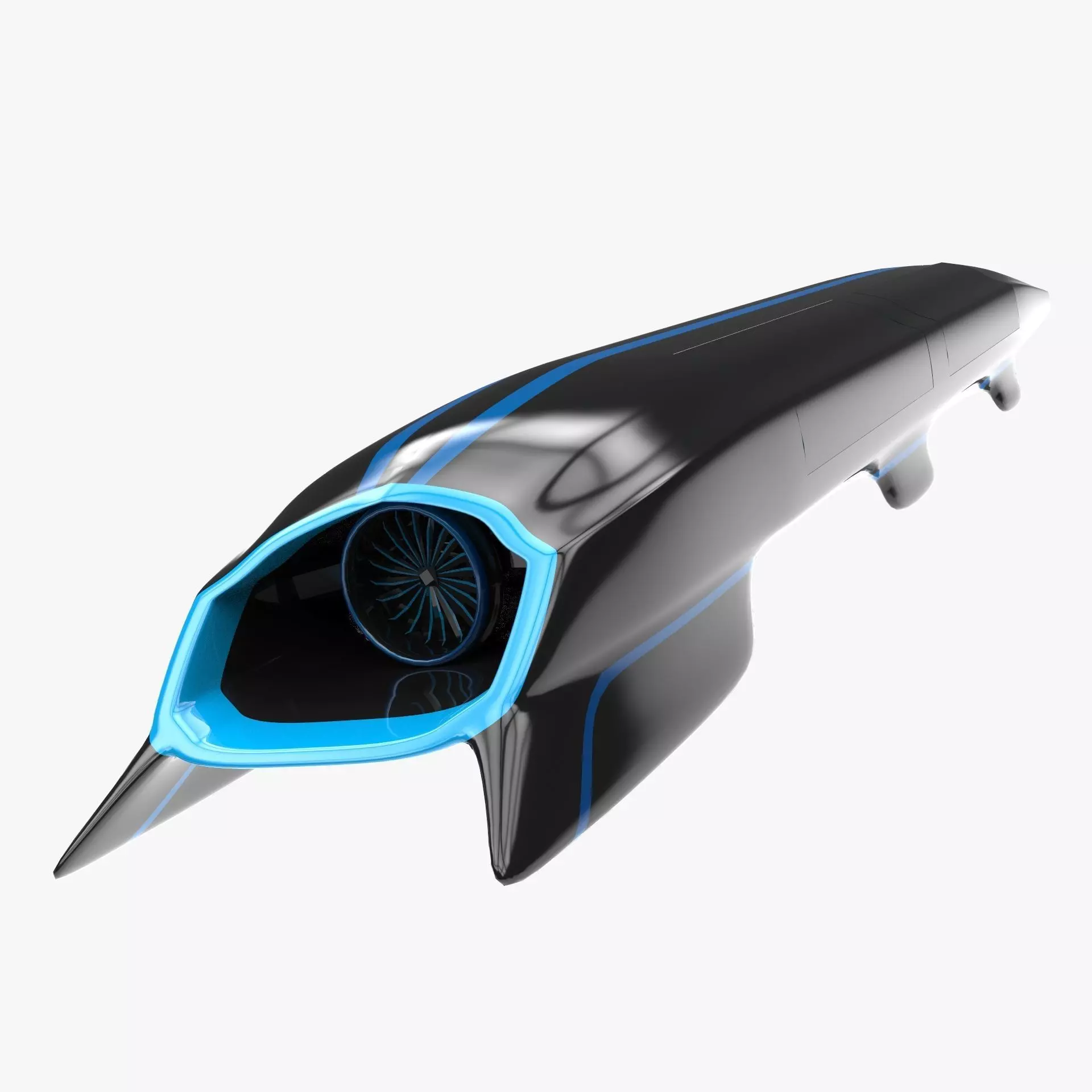 Hyperloop futuristic high speed train 3D model_0