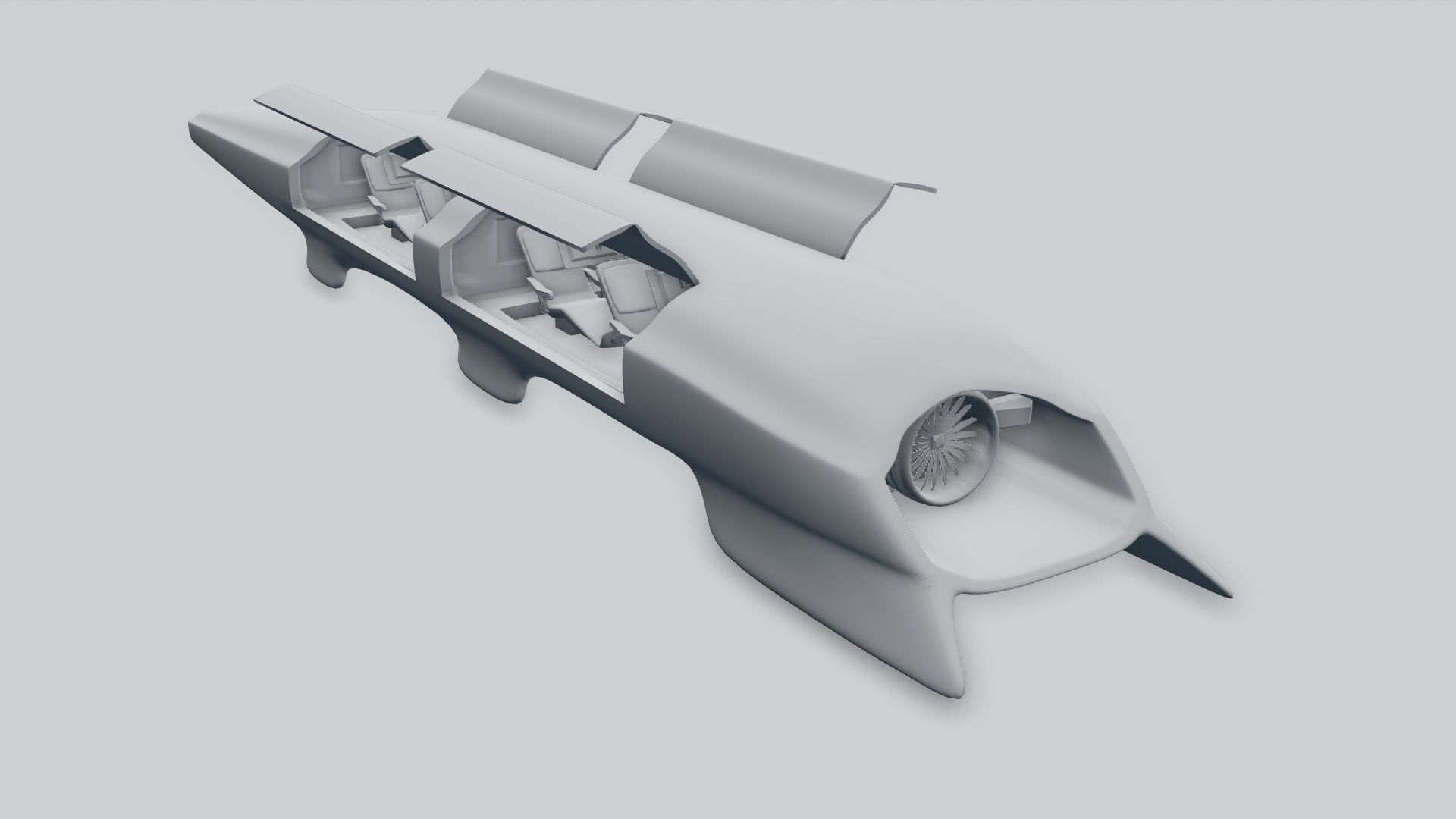 Hyperloop futuristic high speed train 3D model_11