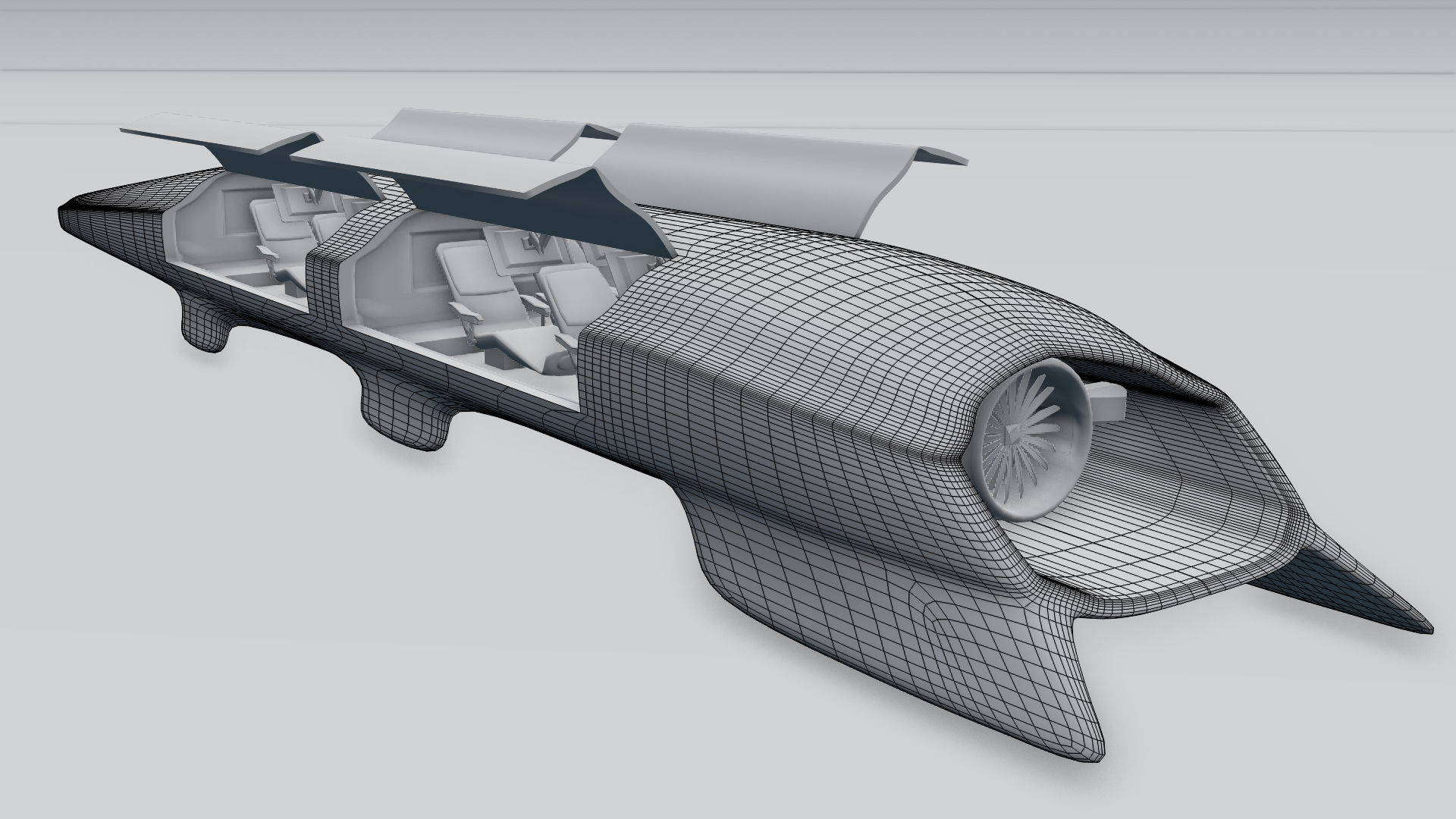 Hyperloop futuristic high speed train 3D model_7