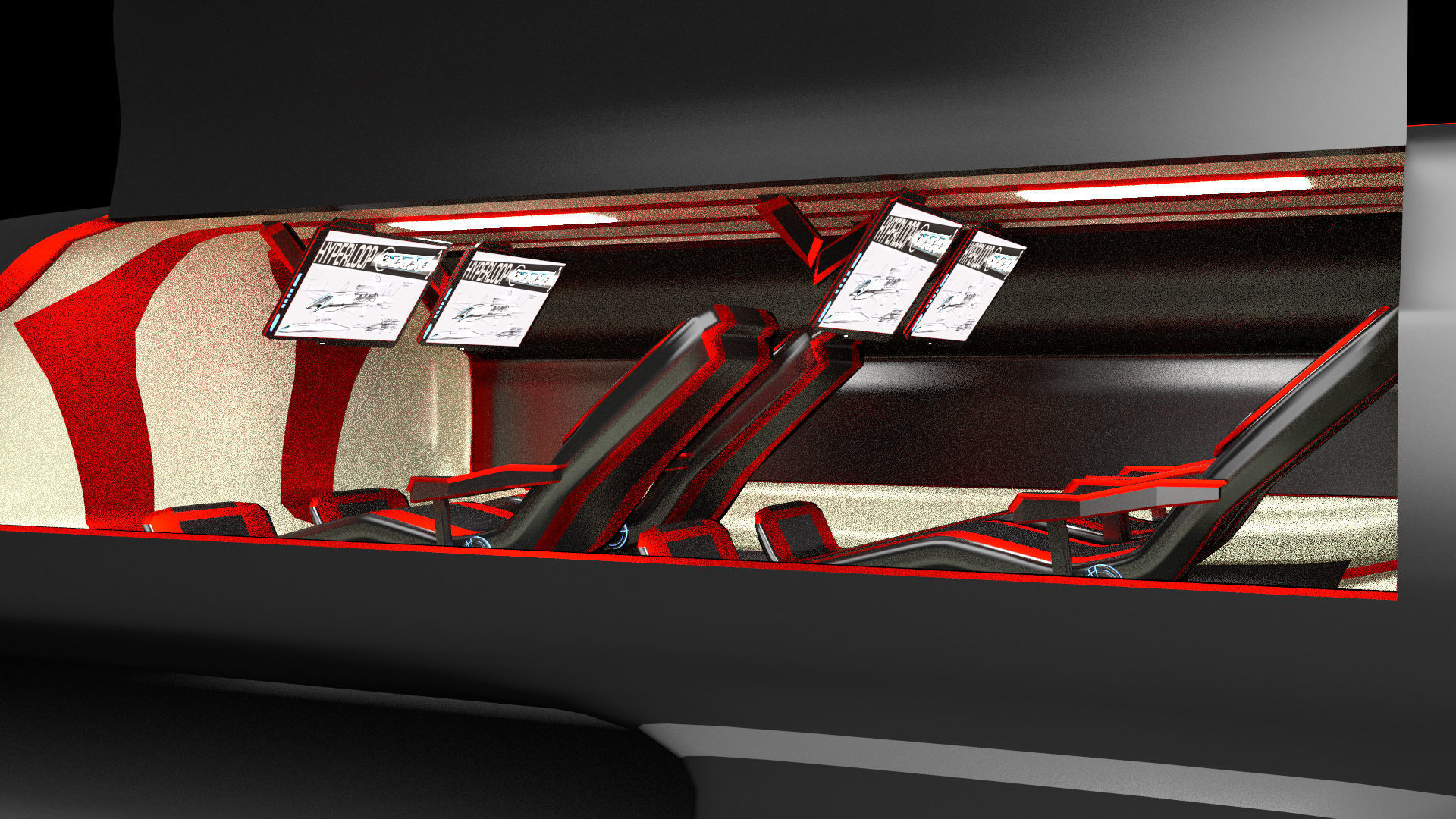 Hyperloop futuristic high speed train 3D model_6
