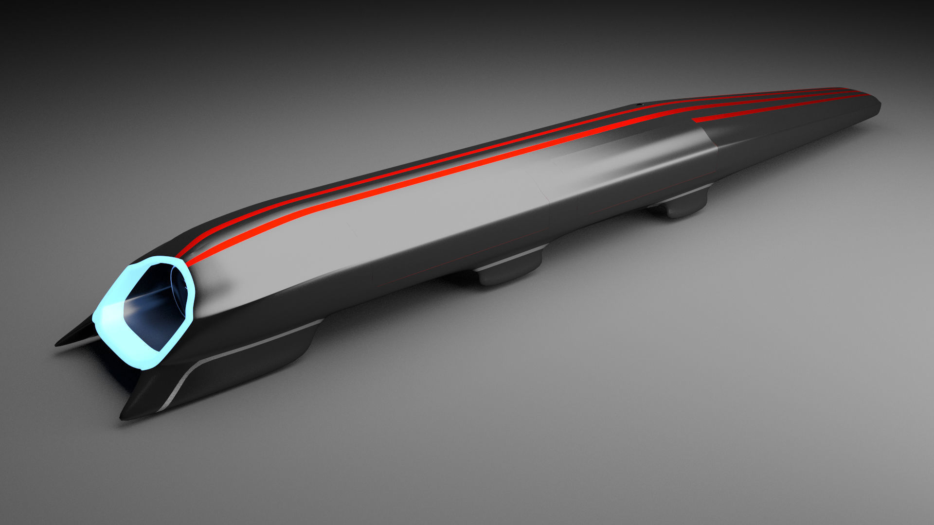 Hyperloop futuristic high speed train 3D model_4