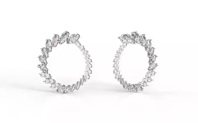 Round Earings with marquises and round gems