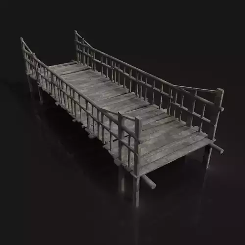 Next Gen AAA Wooden Fantasy Viking Bridge Construction Low-poly 3D model