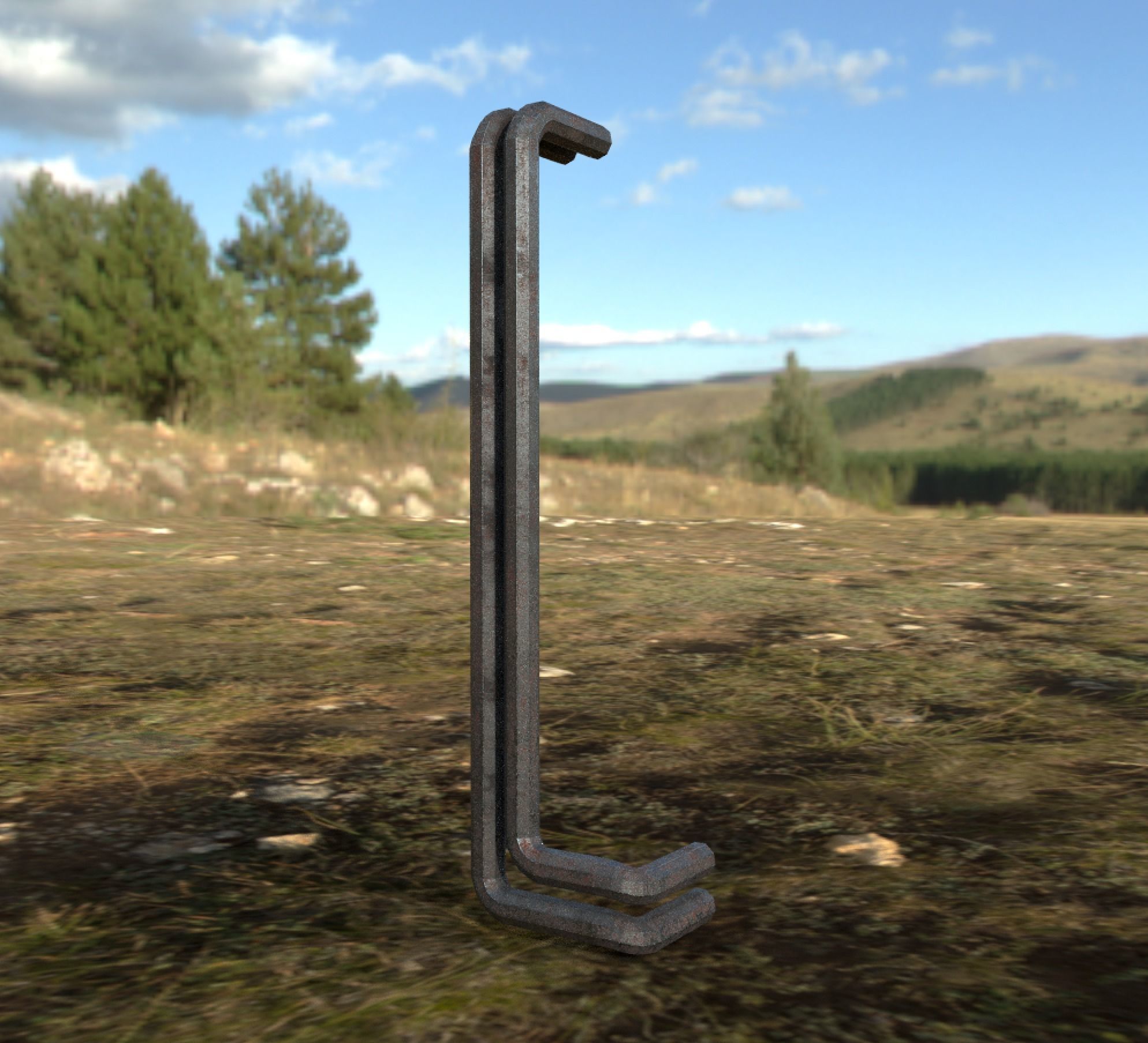 Industrial 3 Pipes  Low-poly 3D model Low-poly 3D model_2