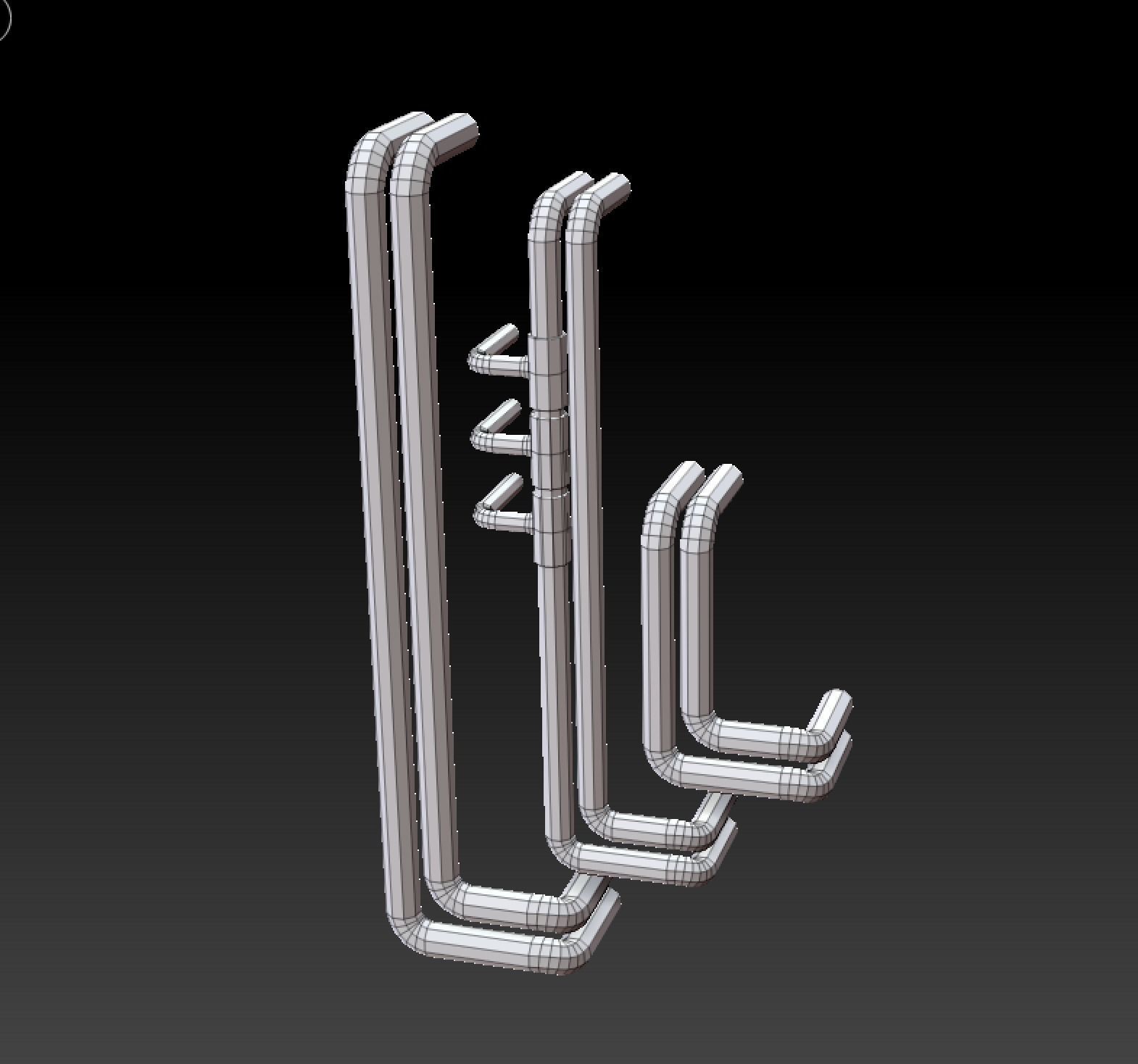 Industrial 3 Pipes  Low-poly 3D model Low-poly 3D model_7