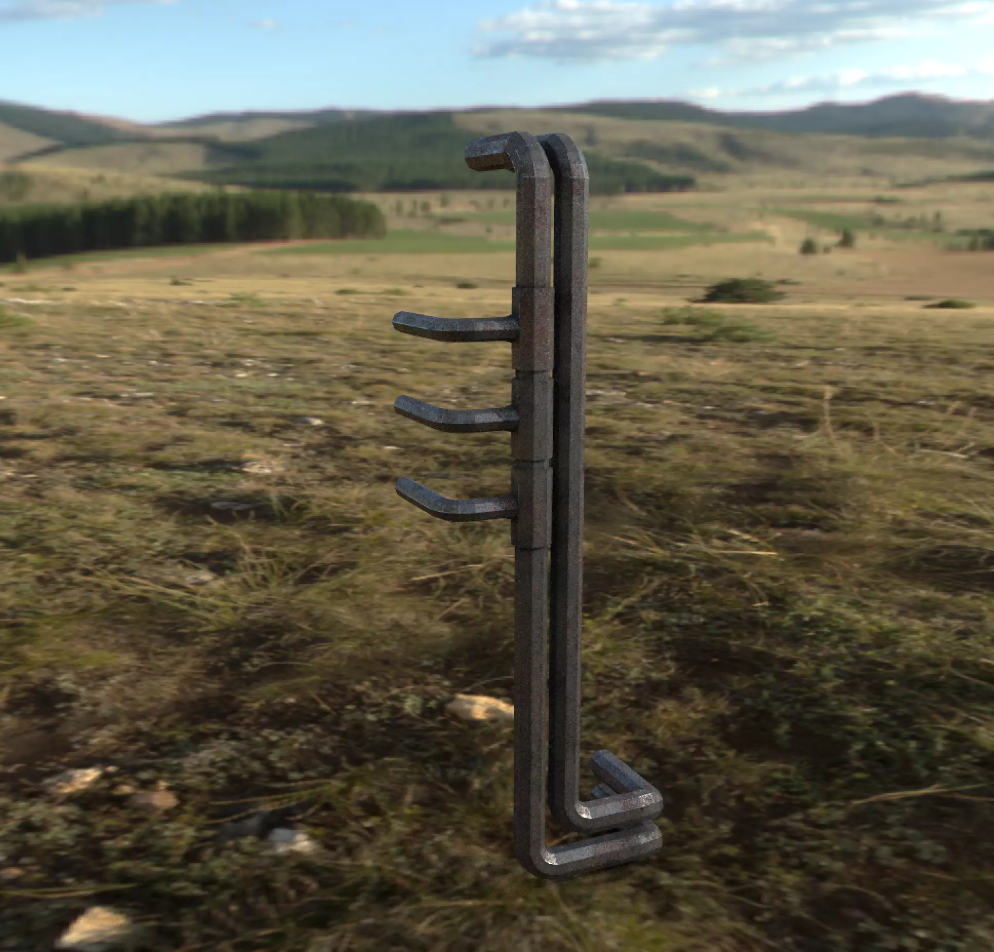 Industrial 3 Pipes  Low-poly 3D model Low-poly 3D model_0