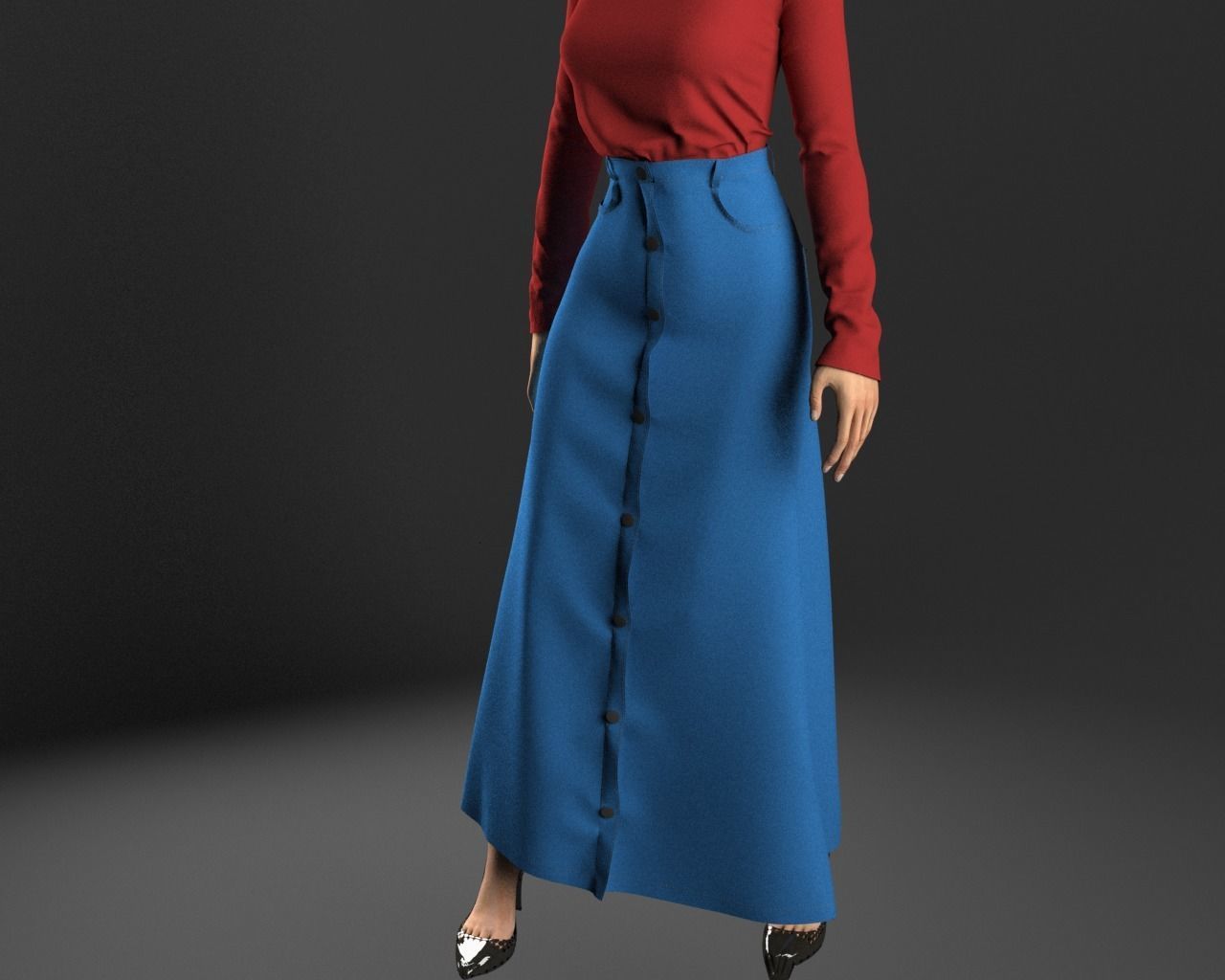 Stylish Designer Women Denim A line Skirt 3D model  3D model_2