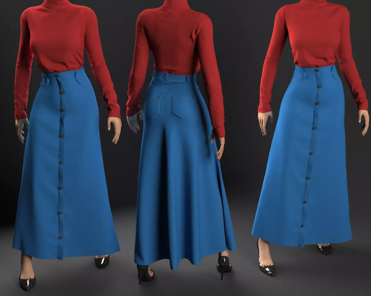 Stylish Designer Women Denim A line Skirt 3D model  3D model_0