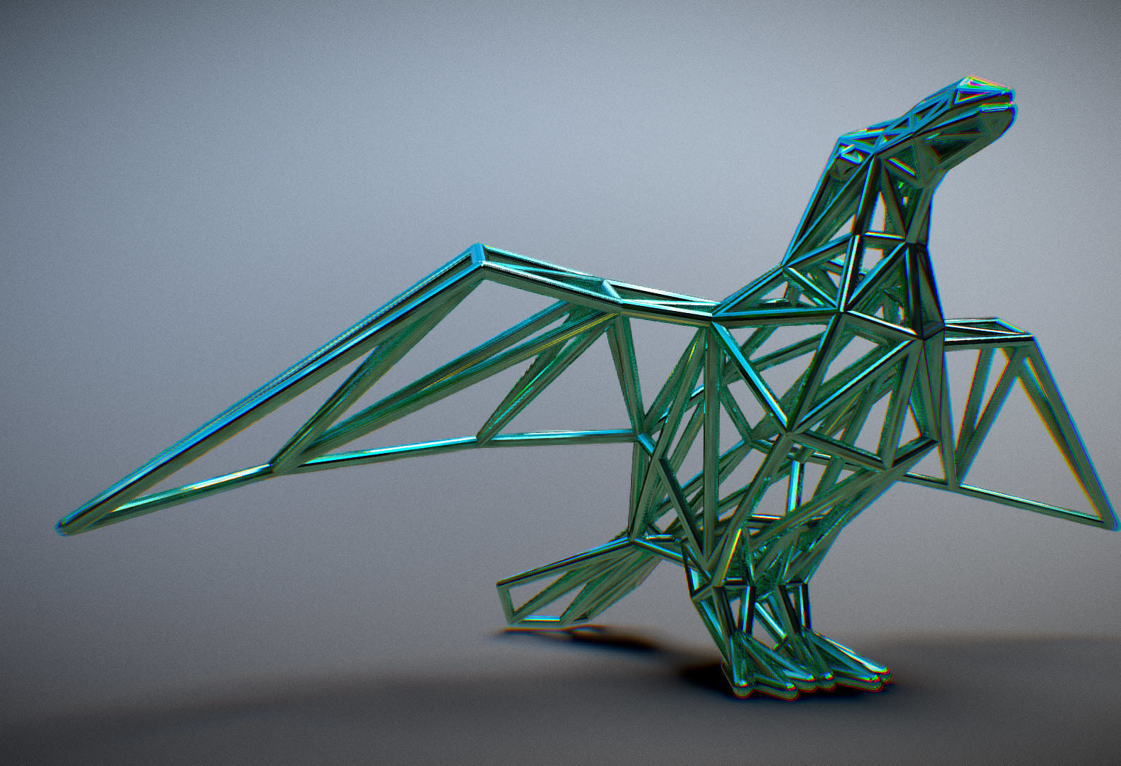 Oxpecker golden triangular sculpture 3D print model_67