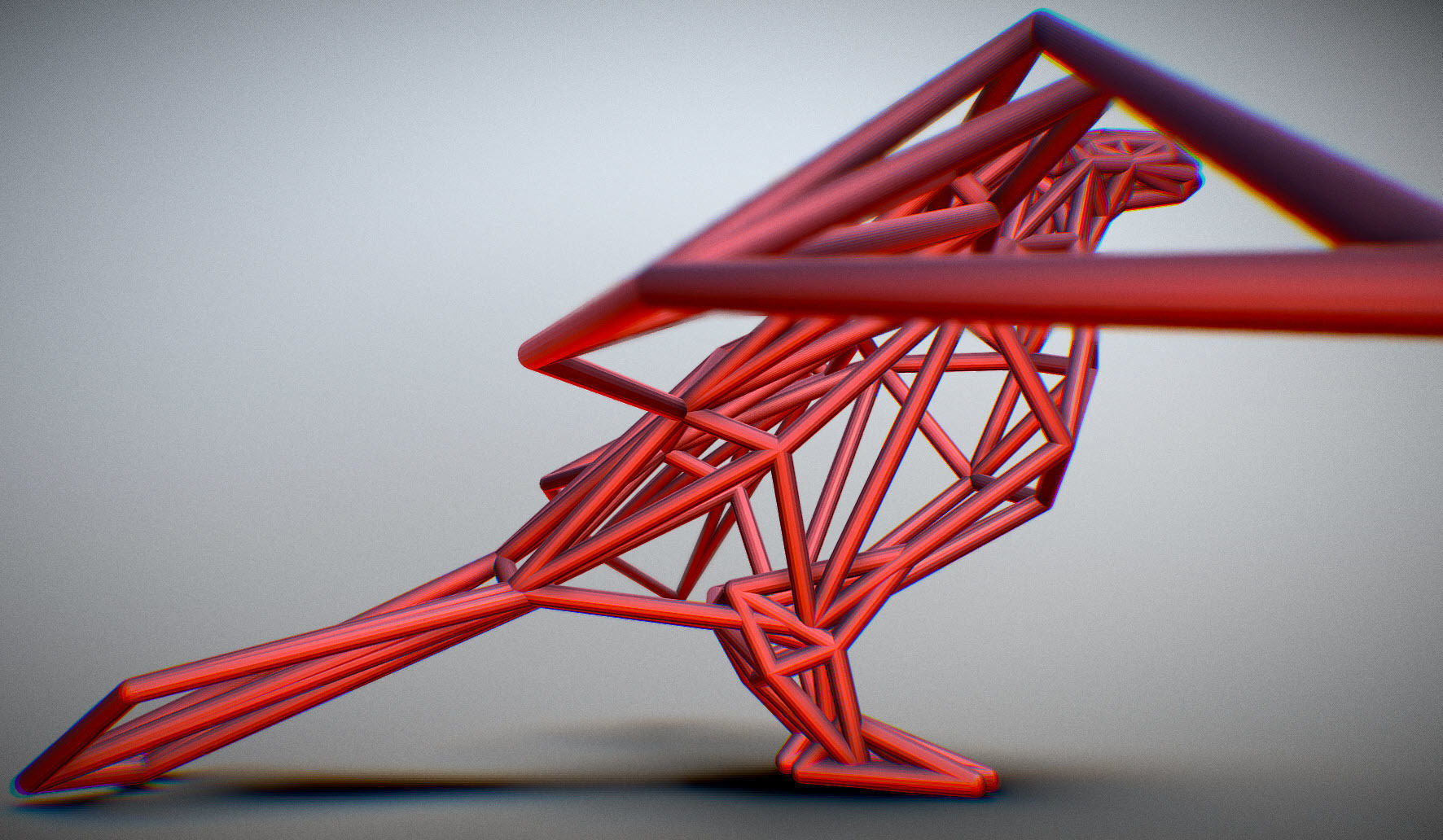 Oxpecker golden triangular sculpture 3D print model_8