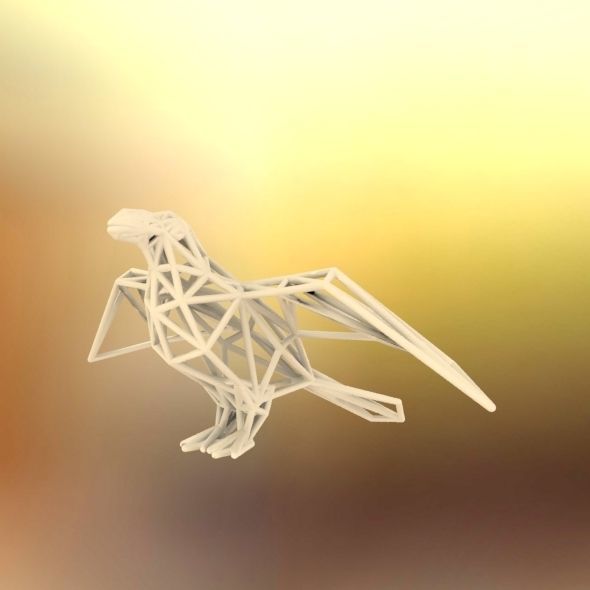 Oxpecker golden triangular sculpture 3D print model_63