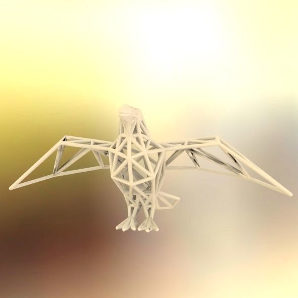 Oxpecker golden triangular sculpture 3D print model_65
