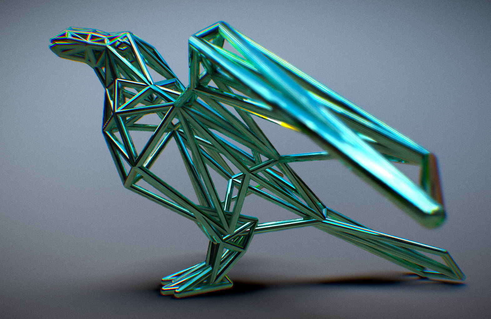 Oxpecker golden triangular sculpture 3D print model_69