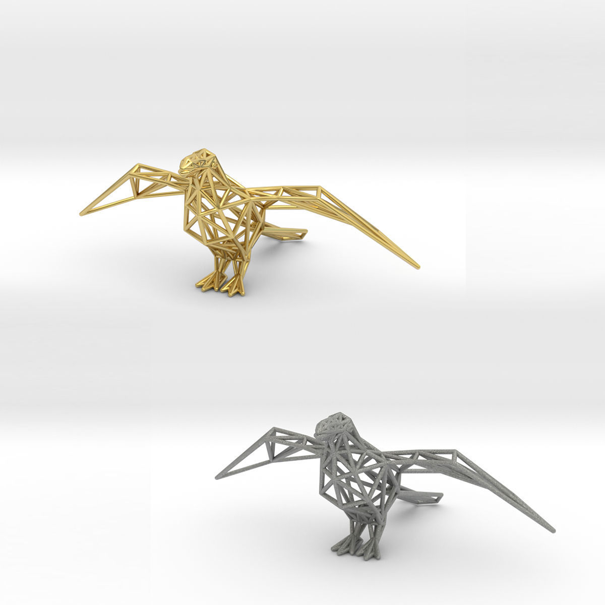 Oxpecker golden triangular sculpture 3D print model_2