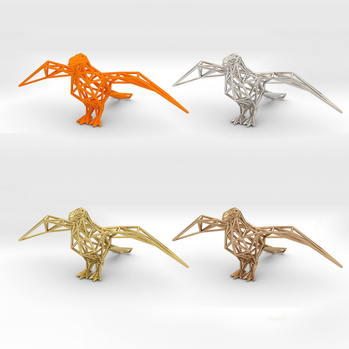 Oxpecker golden triangular sculpture 3D print model_21