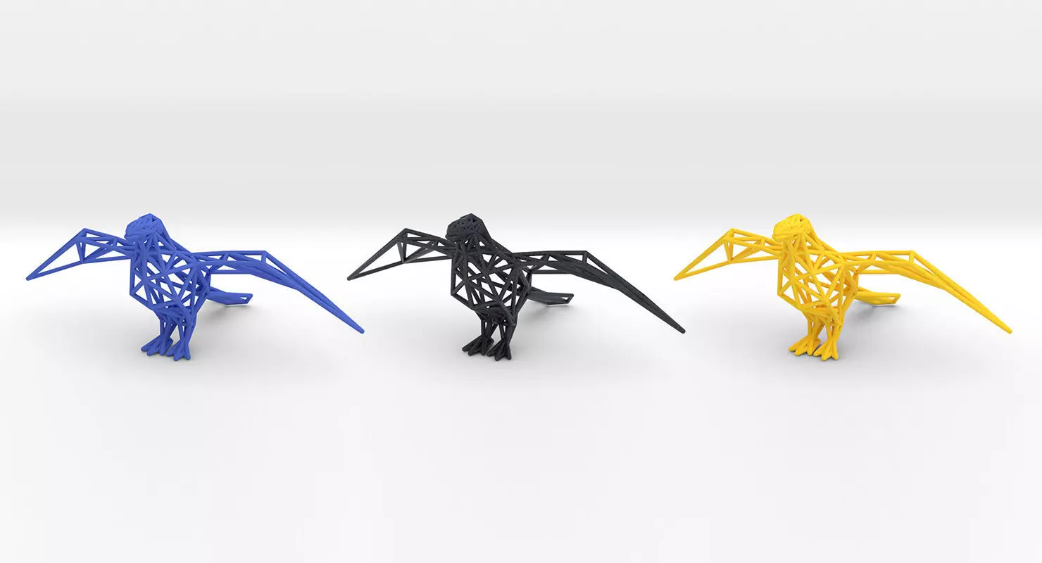 Oxpecker golden triangular sculpture 3D print model_0