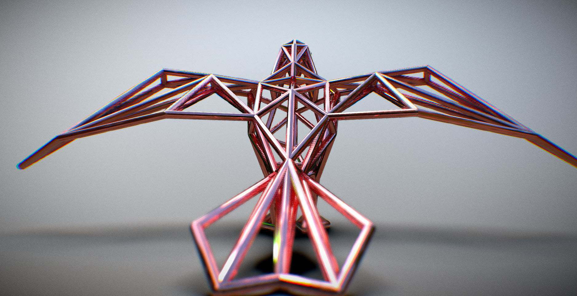 Oxpecker golden triangular sculpture 3D print model_14