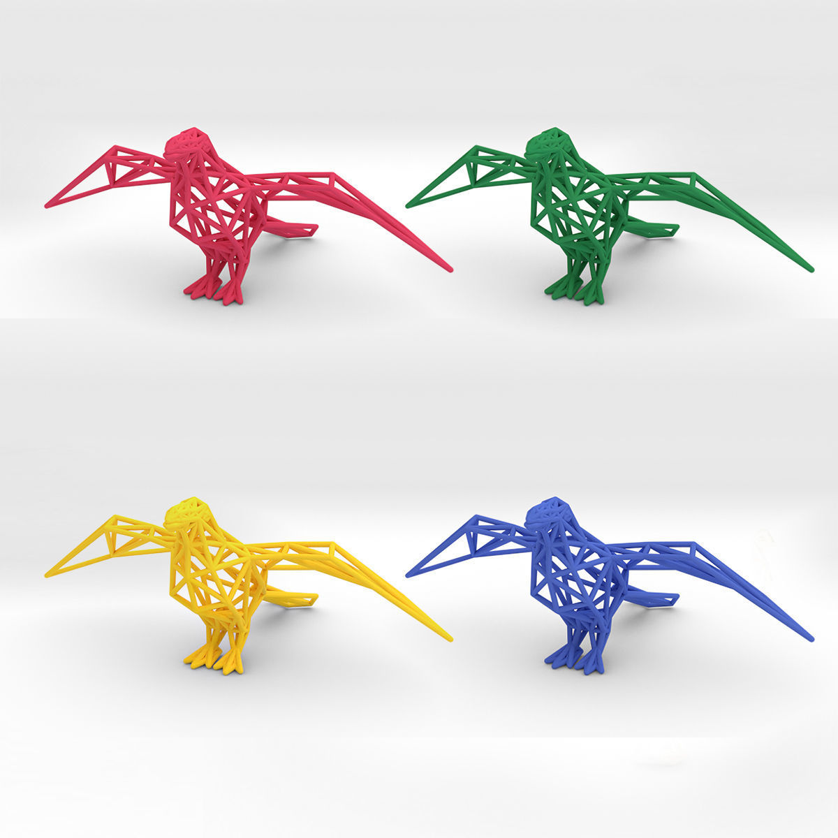 Oxpecker golden triangular sculpture 3D print model_22