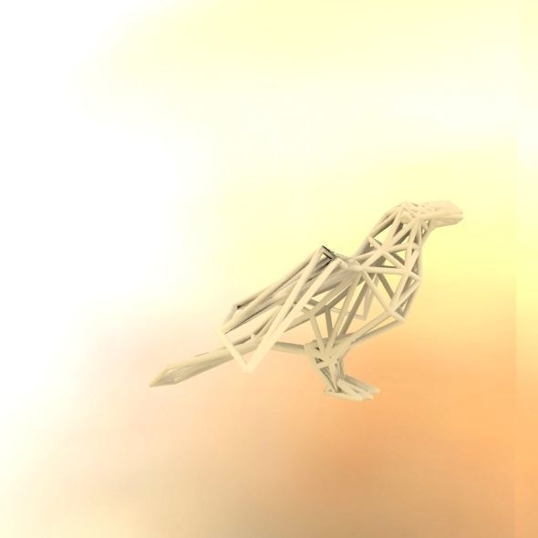 Oxpecker golden triangular sculpture 3D print model_47