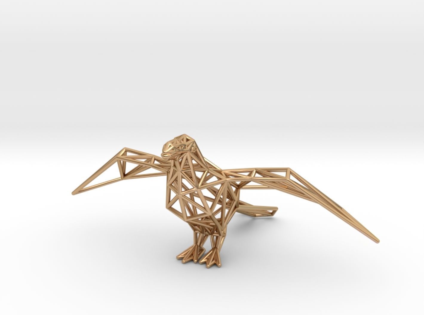 Oxpecker golden triangular sculpture 3D print model_35